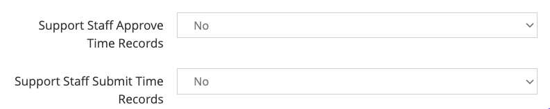 Support staff time records approval options