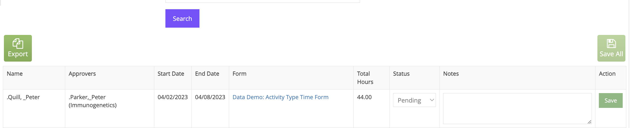 Approval State report dropdown
