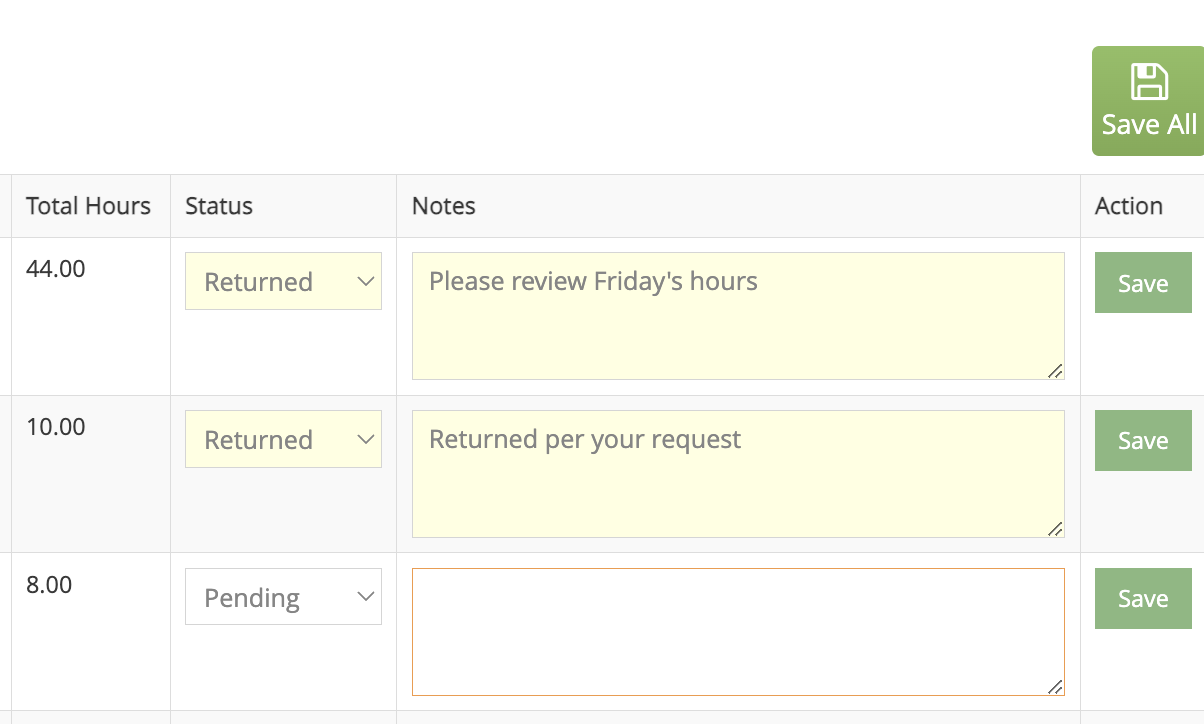 Returned dropdown
