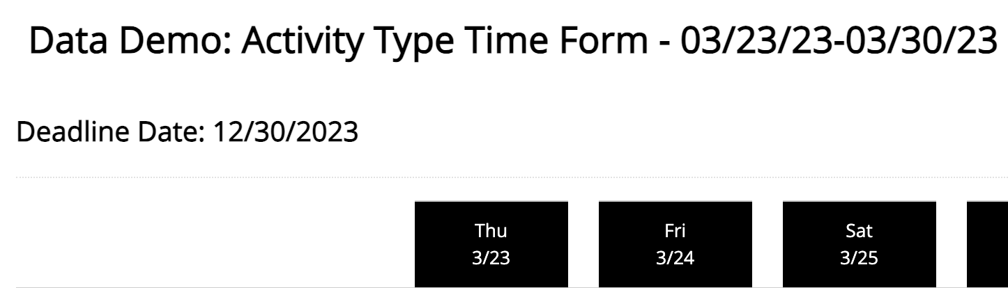 Activity form with deadline date