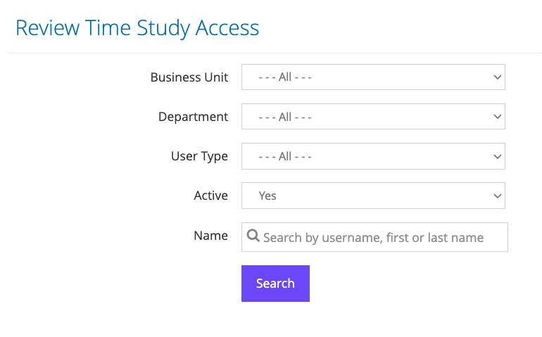 Review Time Study Access filters