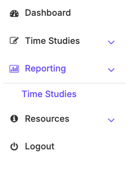 Time Studies menu item