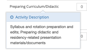 Hover-over description on an activity name