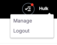 Username menu on desktop