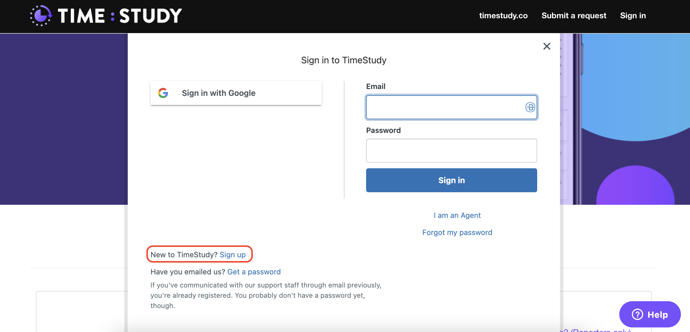 Sign Up Help Center