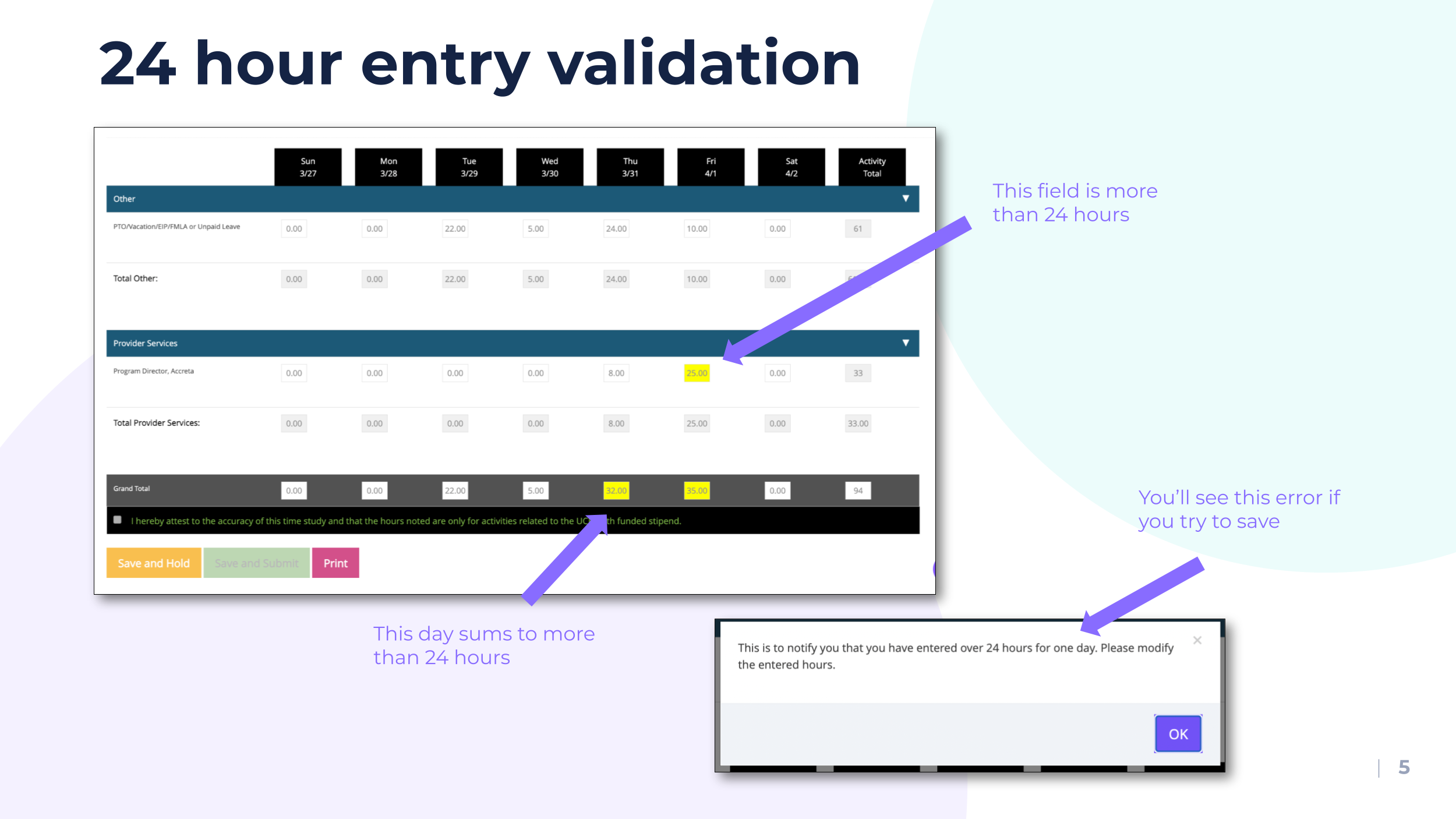 24-hour entry validation error message